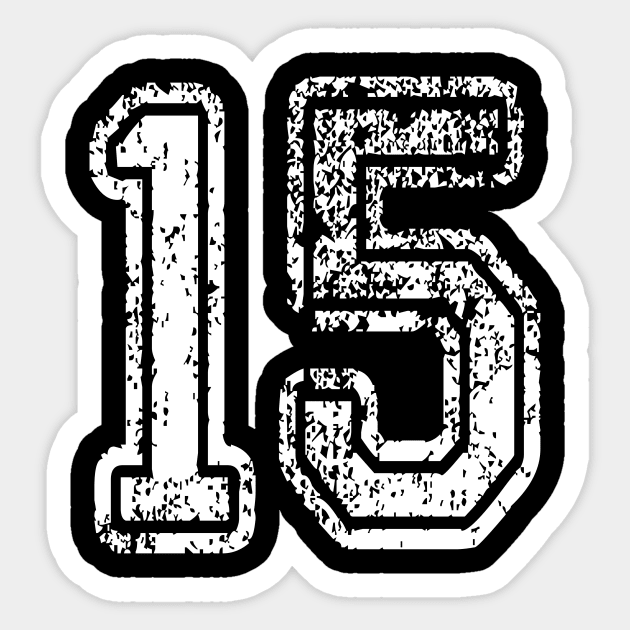 Number 15 Grungy in white Sticker by Sterling